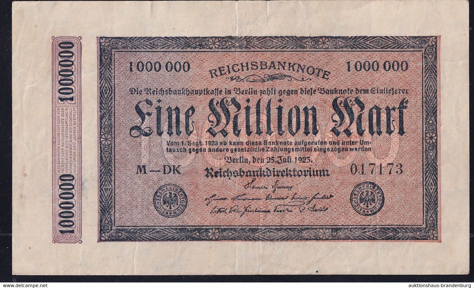 1 Million Mark 25.7.1923 - FZ DK - Kölner Provisorium - Reichsbank (DEU-105) - 1 Miljoen Mark