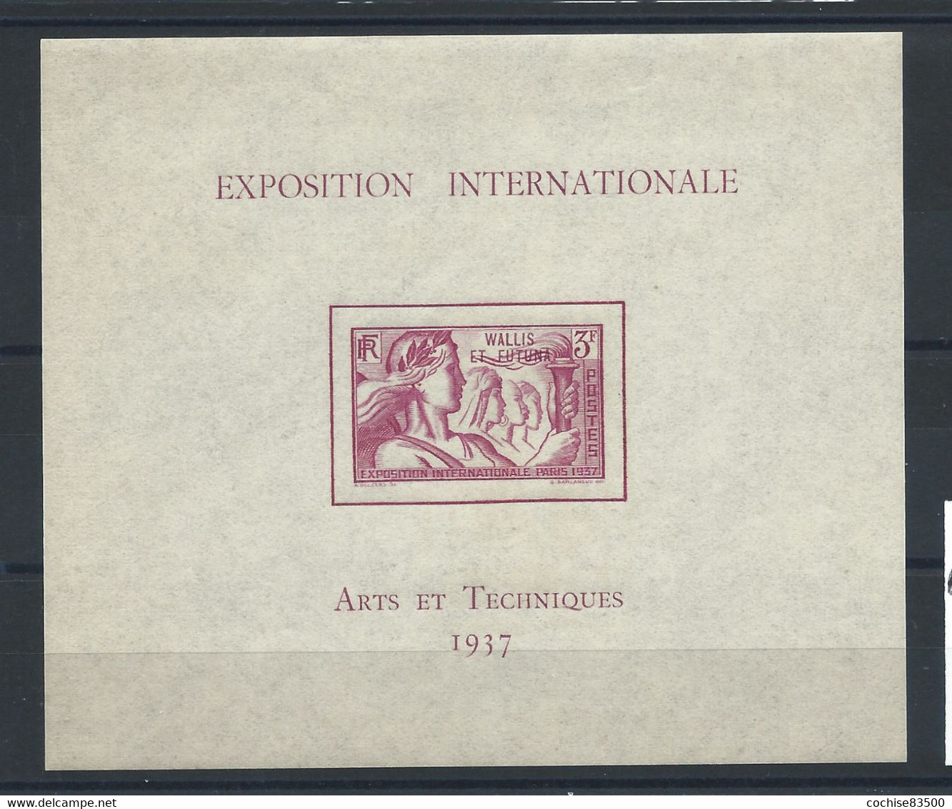 Wallis Et Futuna Bloc N°1** (MH) 1937 - Exposition Internationale De Paris - Blocks & Sheetlets