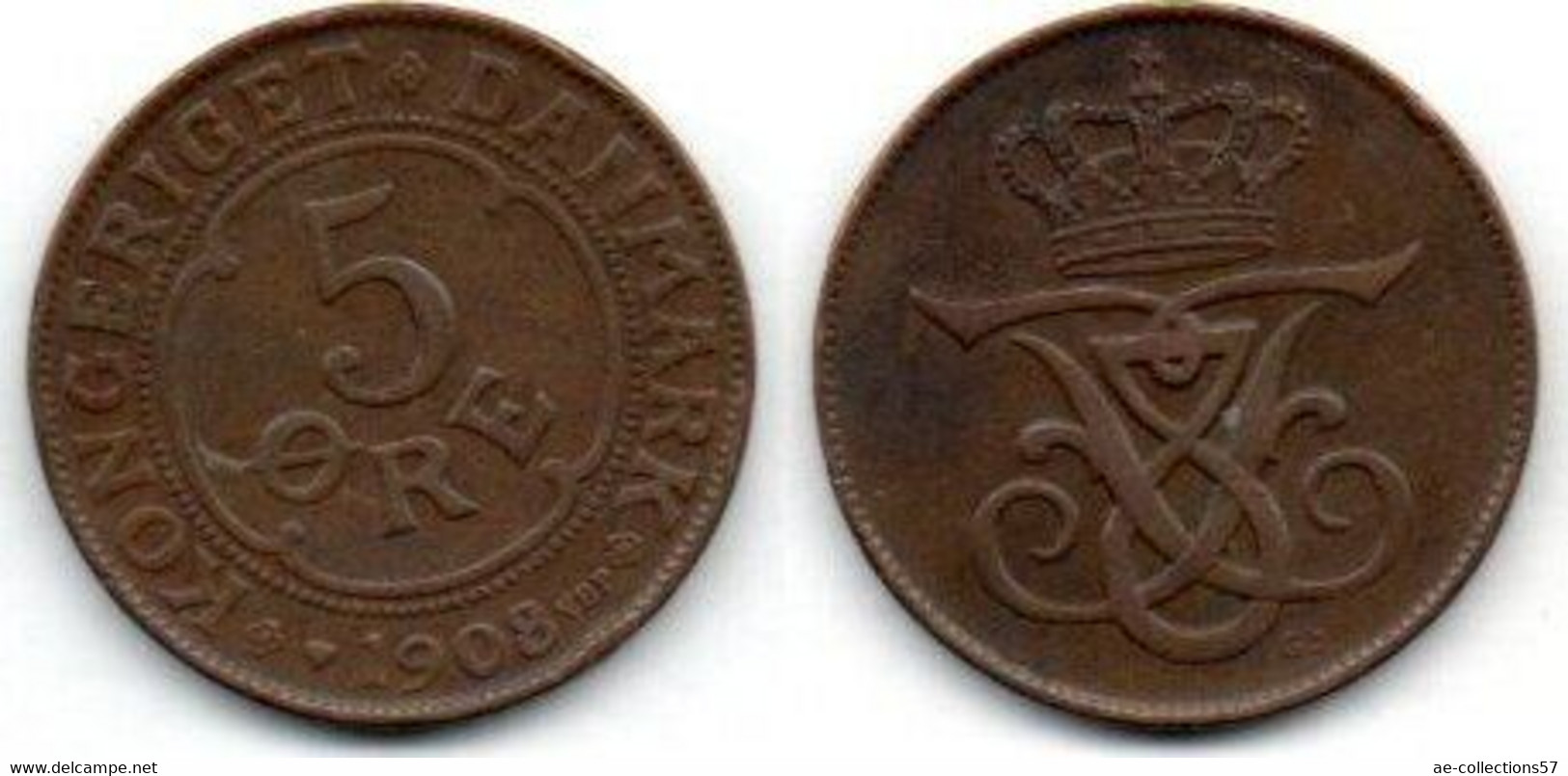 Danemark - Denmark - Dänemark  5 Ore 1908 GJ TB+ - Danemark