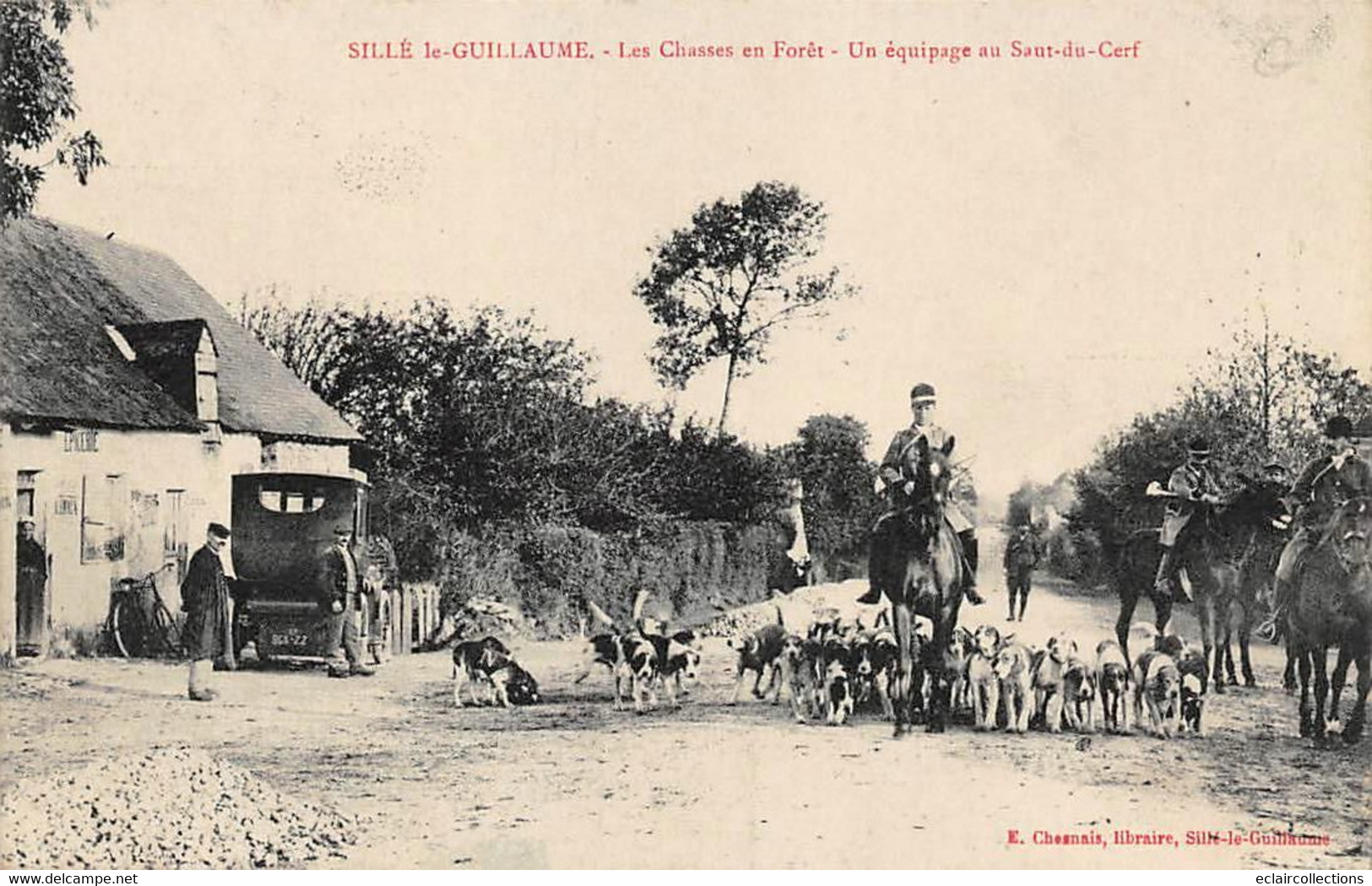 Sillé Le Guillaume     72       Chasse à Courre .Equipage Au Saut Du Cerf     ( Voir Scan) - Sille Le Guillaume