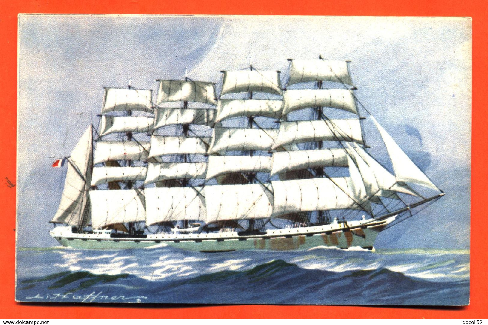 CPA Illustrateur Haffner Bateau " Cinq Mats Barque " La France " " Collection De La Ligue Maritime Et Coloniale - Haffner
