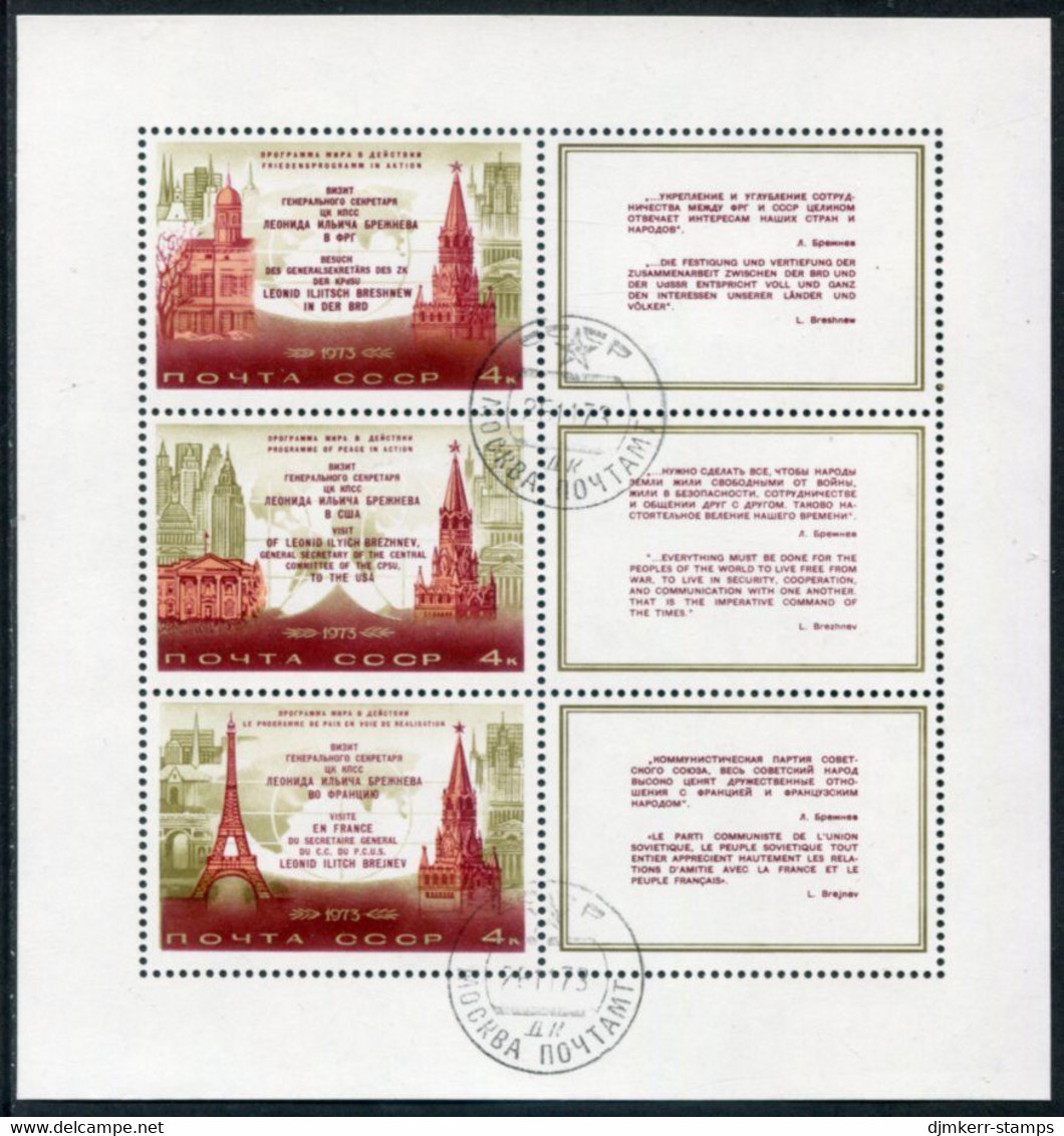SOVIET UNION 1973 Brezhnev State Visits Block MNH / **...  Michel Block 91 - Used Stamps