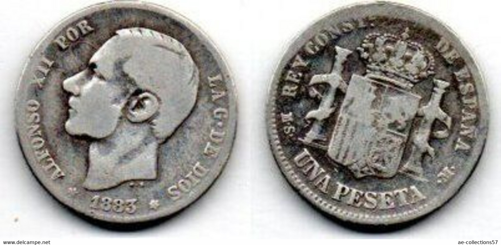 Espagne - Spain - Spanien 1 Peseta 1883 MSM TB - Premières Frappes