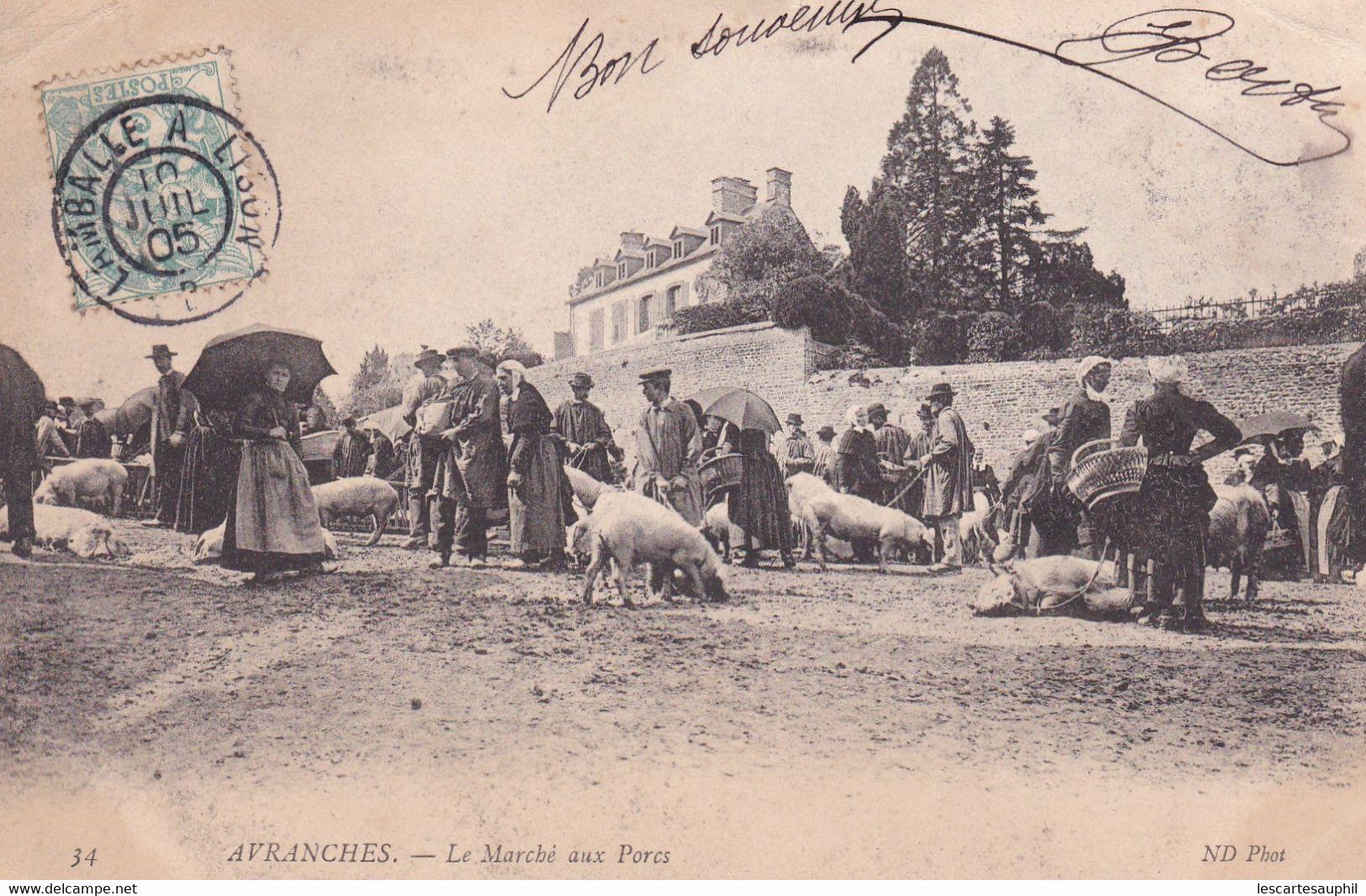 Avranches Top Le Marché Aux Porcs Tres Animée Top 1905 - Avranches