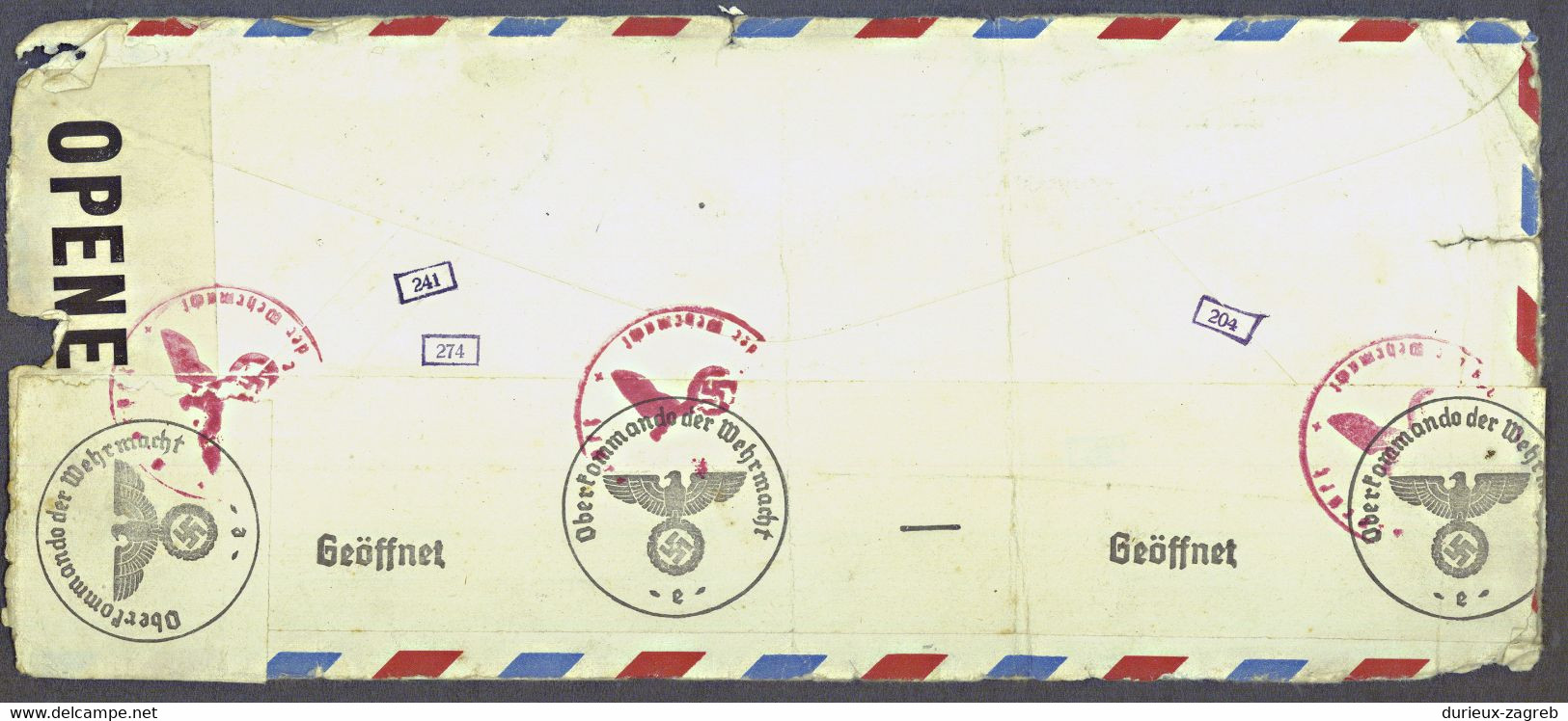 US Old Postal Stationery Air Mail Letter Cover Posted 194? To Germany - Multicensored B220901 - 1941-60