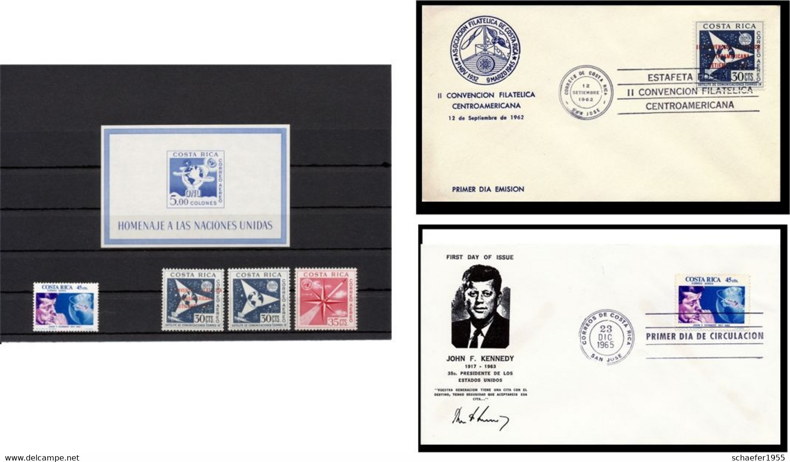 Costa Rica 1962   2x FDC + Stamps Convencion Filatelica - America Del Nord