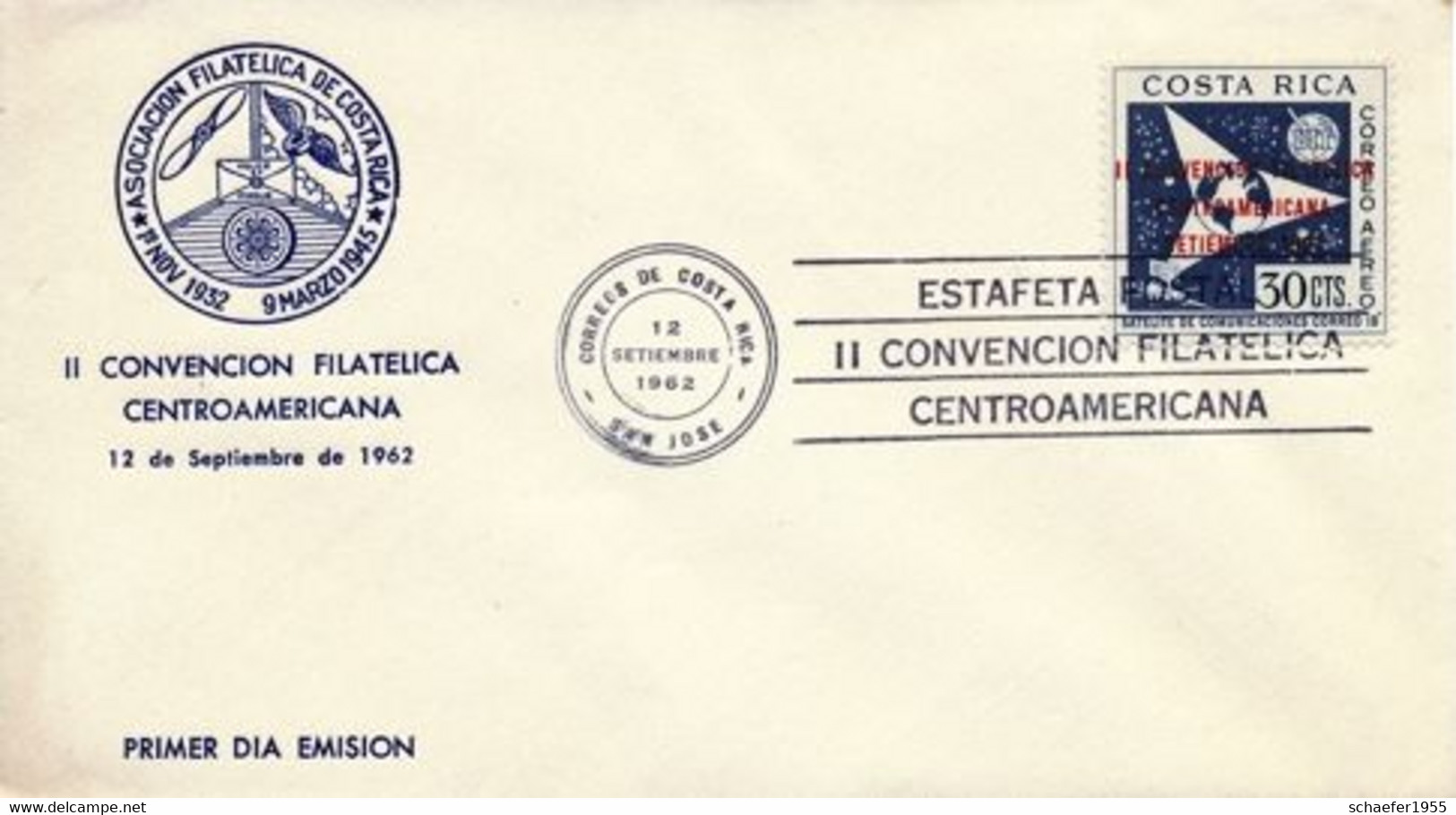 Costa Rica 1962   2x FDC + Stamps Convencion Filatelica - Amérique Du Nord