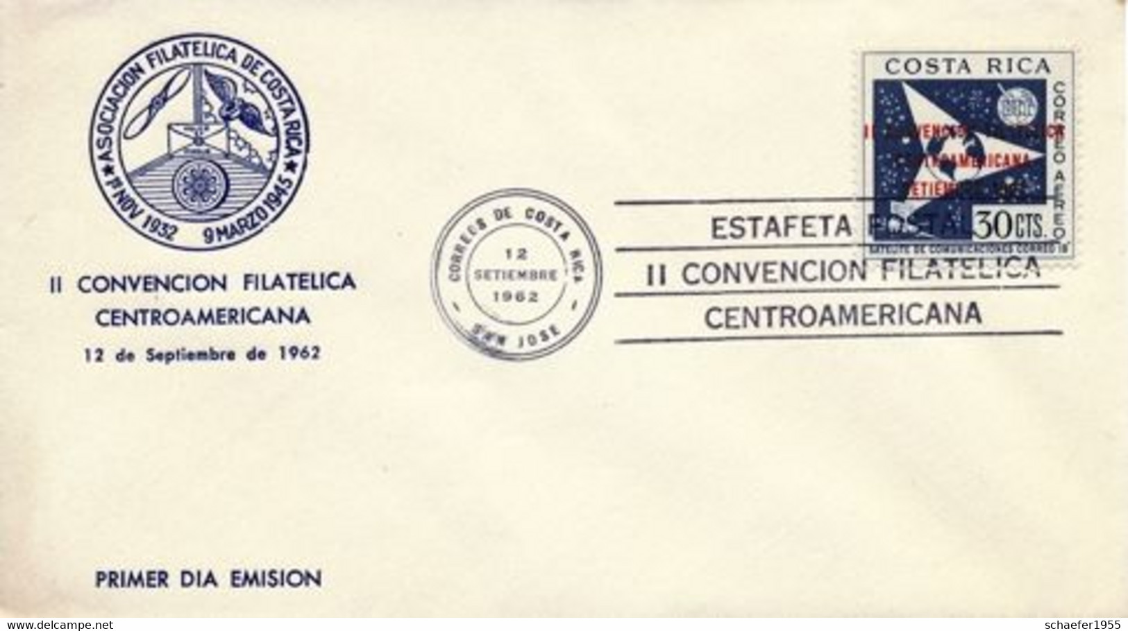 Costa Rica 1962   2x FDC + Stamps Convencion Filatelica - América Del Norte