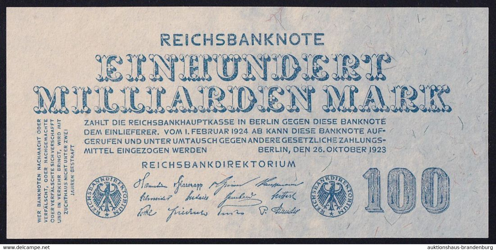 100 Milliarden Mark 26.10.1923 - Reichsbank (DEU-150) - 100 Mrd. Mark