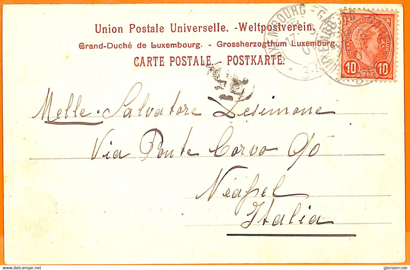 99356 - LUXEMBOURG - Postal History  -  POSTCARD  To ITALY  1901 - Altri & Non Classificati