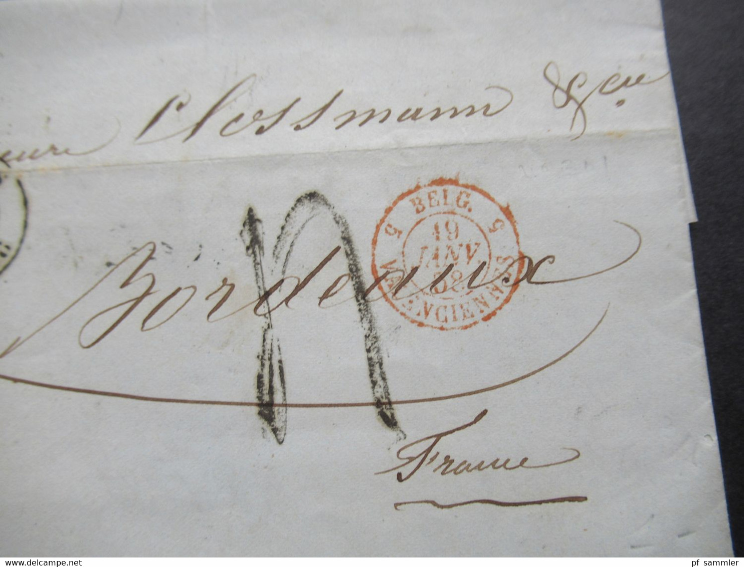 Belgien 1858 Faltbrief Mit Inhalt Stempel K2 Bruxelles Und Roter K2 Belg. 5 Valenciennes Rückseitig 3 Stempel / Bahnpost - 1849-1865 Medaillen (Sonstige)