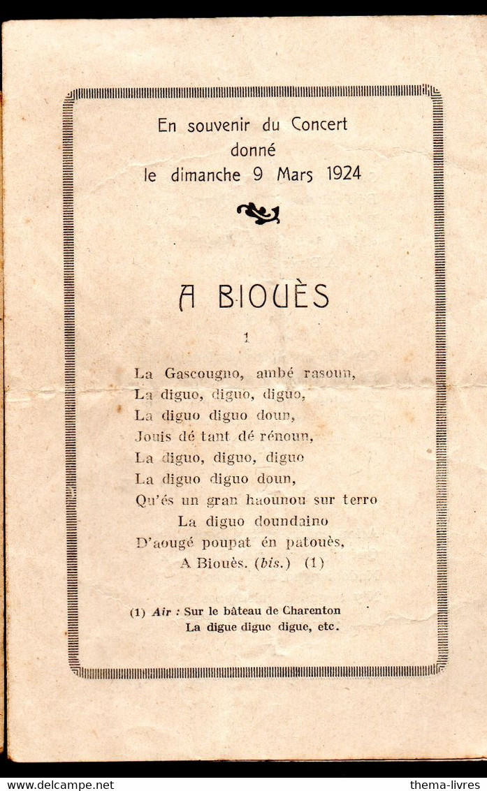 Poésie Gasconne   A BIOUES Par J Saramia De Pere 1924 (PPP39044) - Poesía