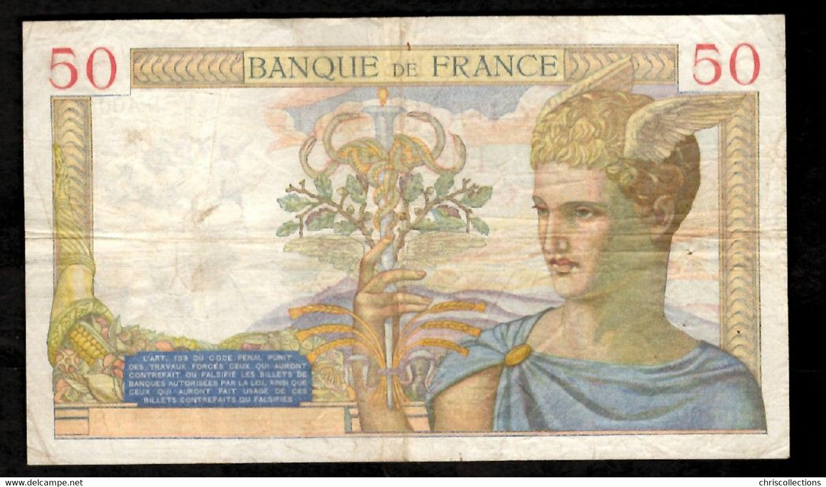 FRANCE - RARE - 50 Francs CERES - 19.3.1936 - Série RADAR 4004 - TB+ - N° Billet 478 - 50 F 1934-1940 ''Cérès''