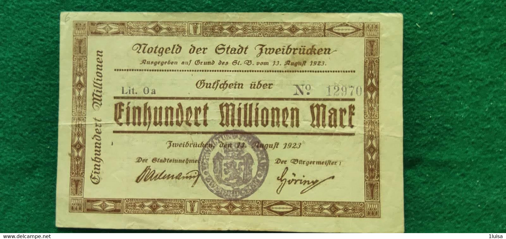GERMANIA Zweibrücken 100 Milioni  MARK 1923 - Kilowaar - Bankbiljetten
