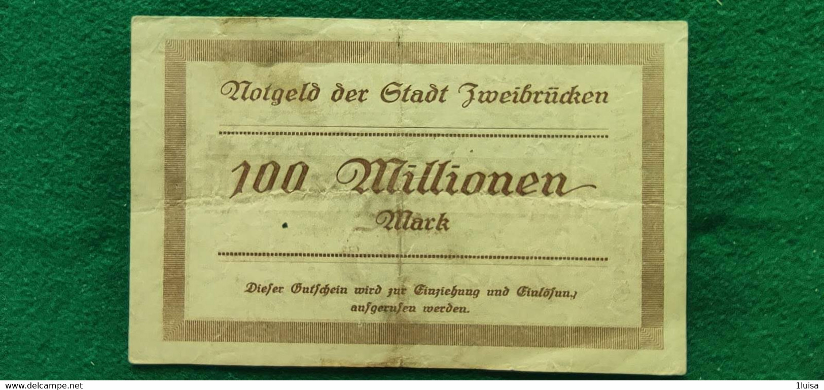 GERMANIA Zweibrücken 100 Milioni  MARK 1923 - Kilowaar - Bankbiljetten