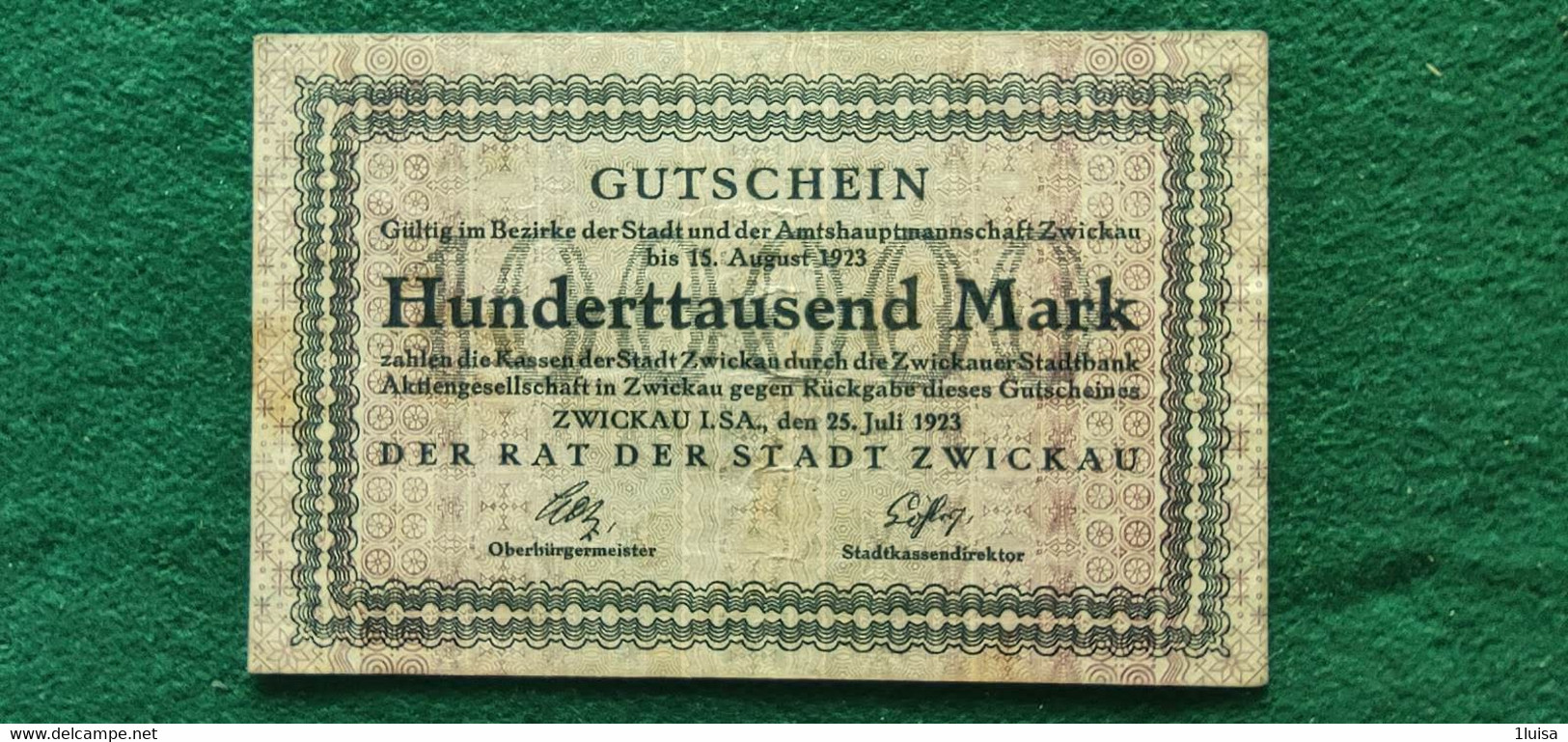 GERMANIA Zwickau 100000 MARK 1923 - Mezclas - Billetes