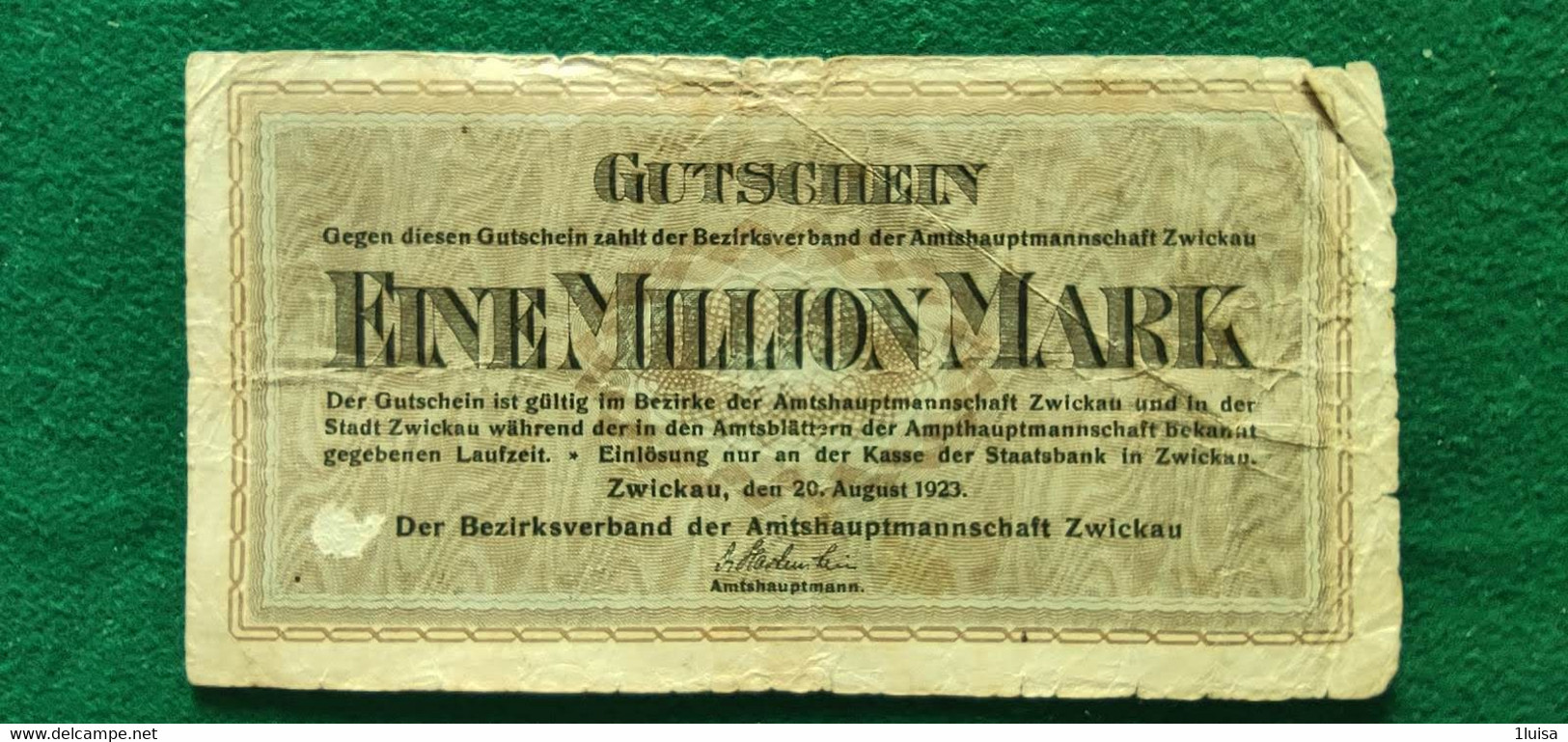 GERMANIA Zwickau 1 Milione MARK 1923 - Alla Rinfusa - Banconote