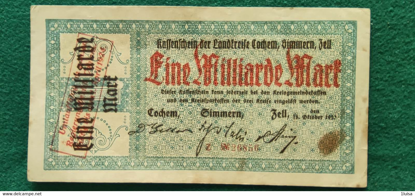 GERMANIA Zell 1 Miliardo  MARK 1923 - Kiloware - Banknoten