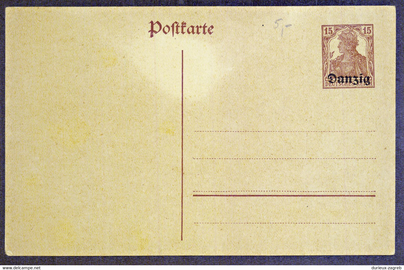 Danzig Overprinted Postal Stationery Postcard Not Posted B220901 - Interi Postali