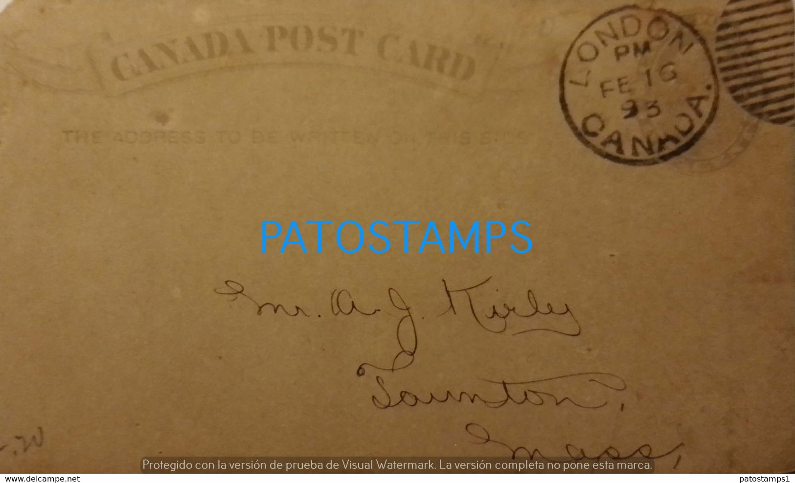 191886 CANADA ONTARIO CANCEL YEAR 1893 CIRCULATED TO US POSTAL STATIONERY POSTCARD - Other & Unclassified