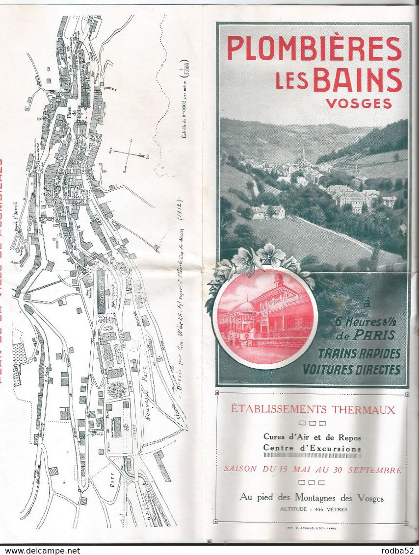 Dépliant Touristique Ancien - Plombières Les Bains - Vosges - Publicité - Tarifs Divers - Hôtels - Pension ... - Publicités