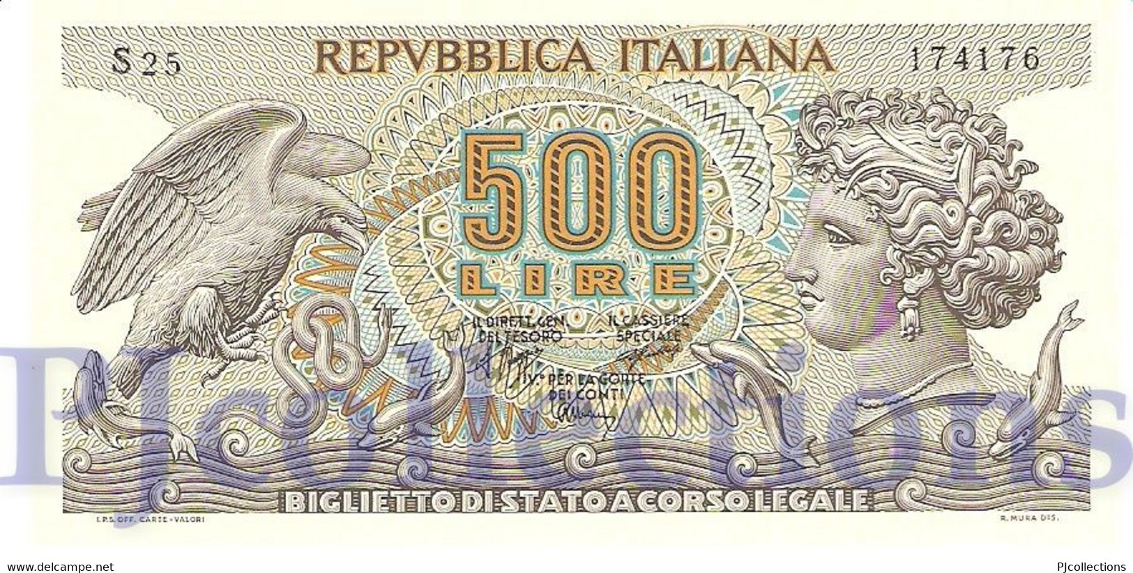 ITALY 500 LIRE 1970 PICK 93a UNC - 500 Liras