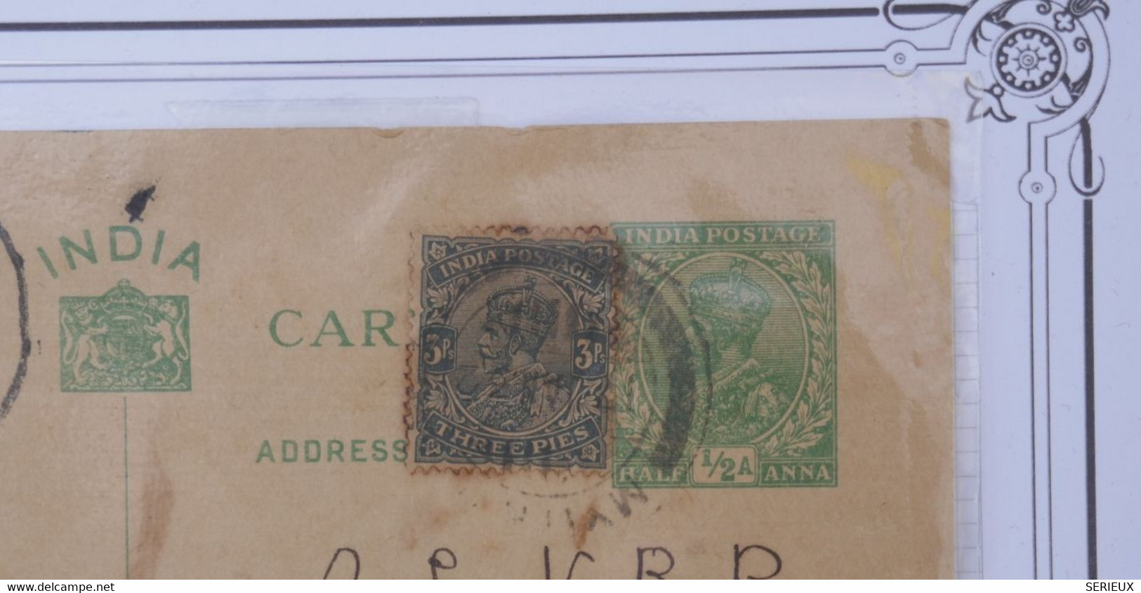 BD5 INDIA BELLE   LETTRE ENTIER RR 1931 POUR RANGOON BURMA BIRMANIE + ++++ +AFFRANCH. INTERESSANT - 1911-35 King George V