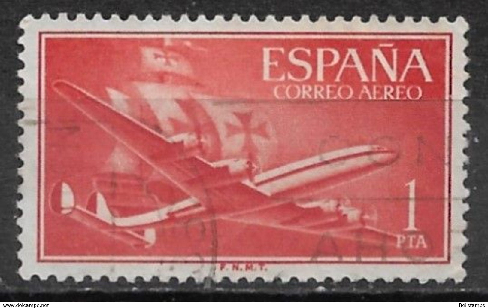 Spain 1955. Scott #C150 (U) Plane And Caravel - Used Stamps