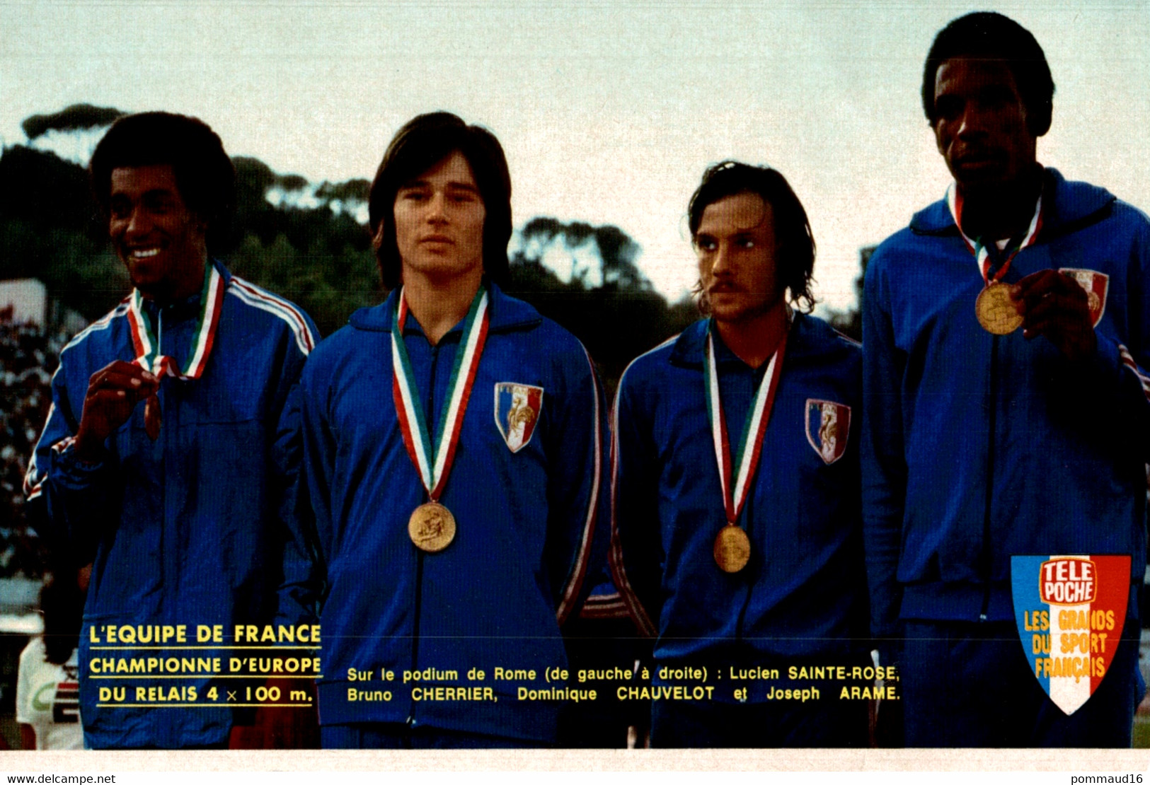 Petit Poster De L'équipe De France Championne D'Europe Du Relais 4*100 M Découpé Dans Télé Poche - Athlétisme
