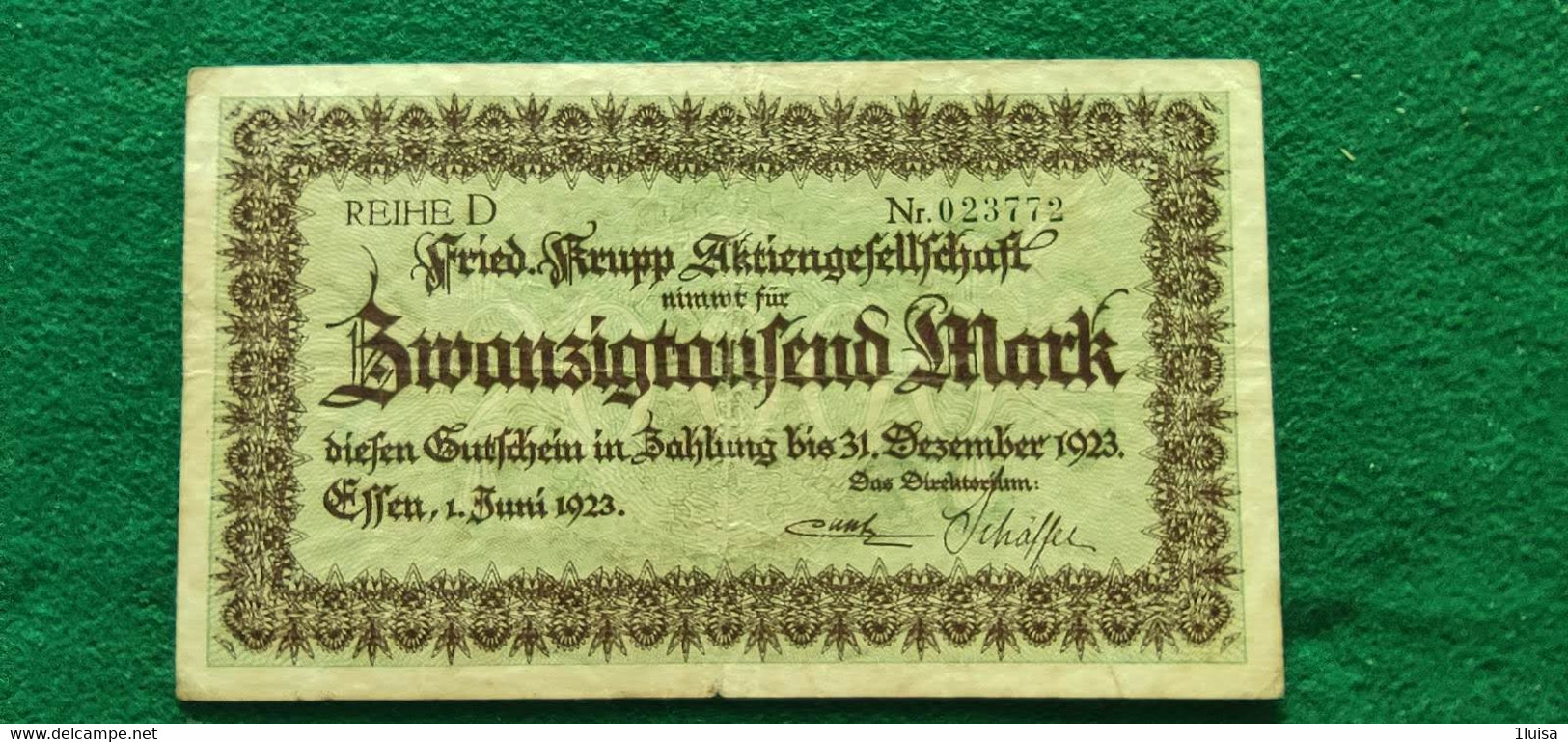 GERMANIA Essen 20000 MARK 1923 - Mezclas - Billetes