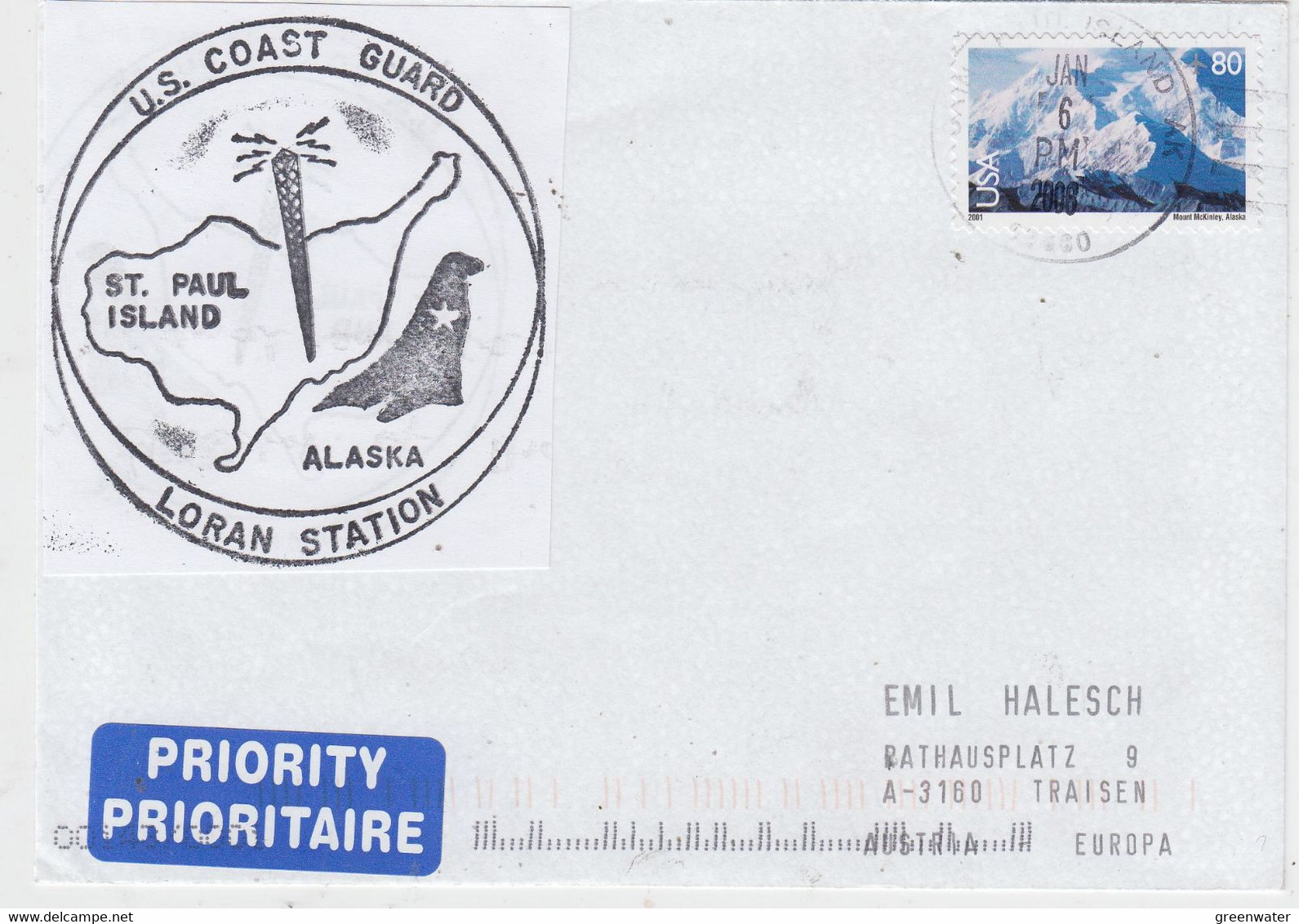USA Alaska St. Paul Island Cover US Coast Guard Loran Station  Ca Saint Paul Island JAN 6  2008 (LS194CB) - Autres & Non Classés