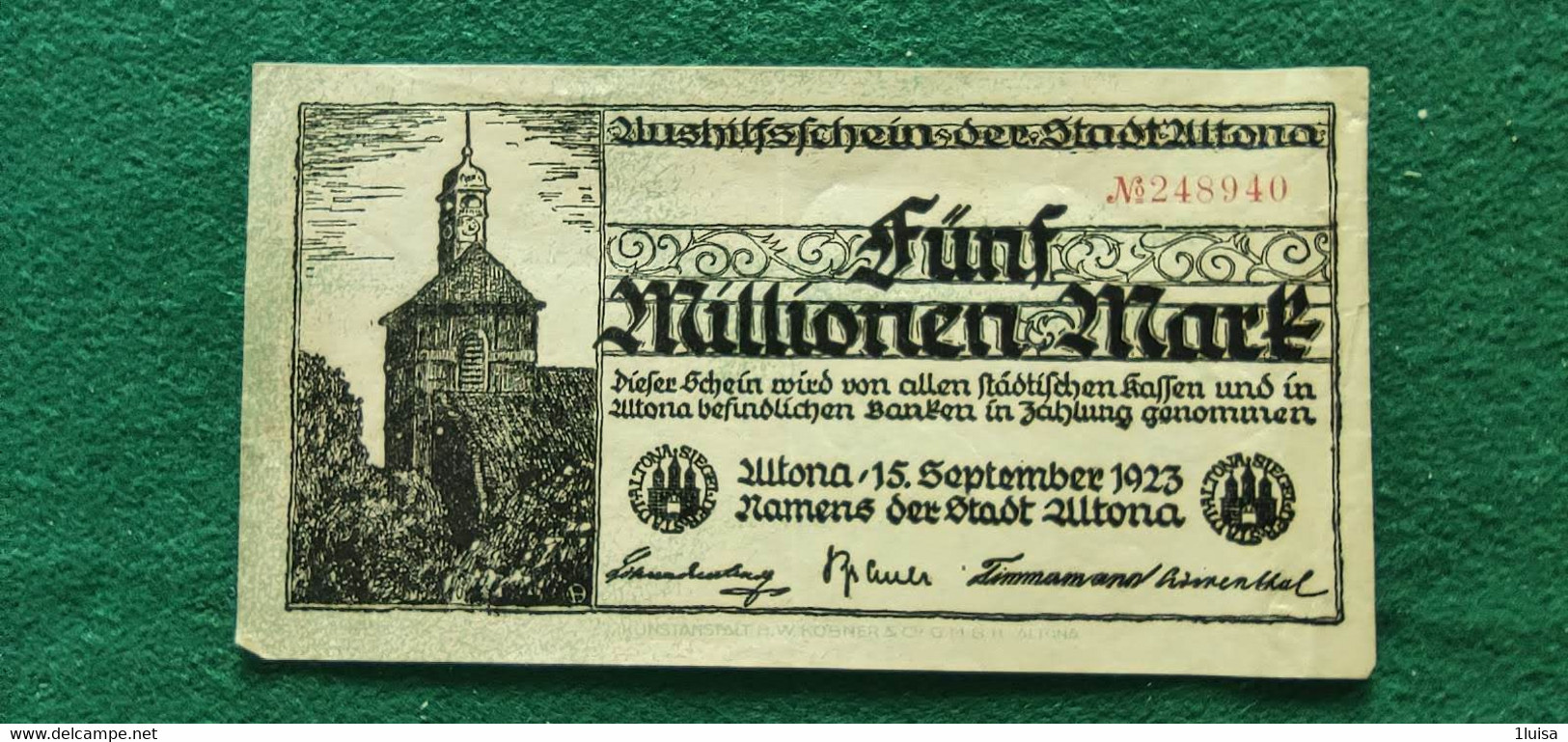 GERMANIA Altona 5 Milioni  MARK 1923 - Lots & Kiloware - Banknotes
