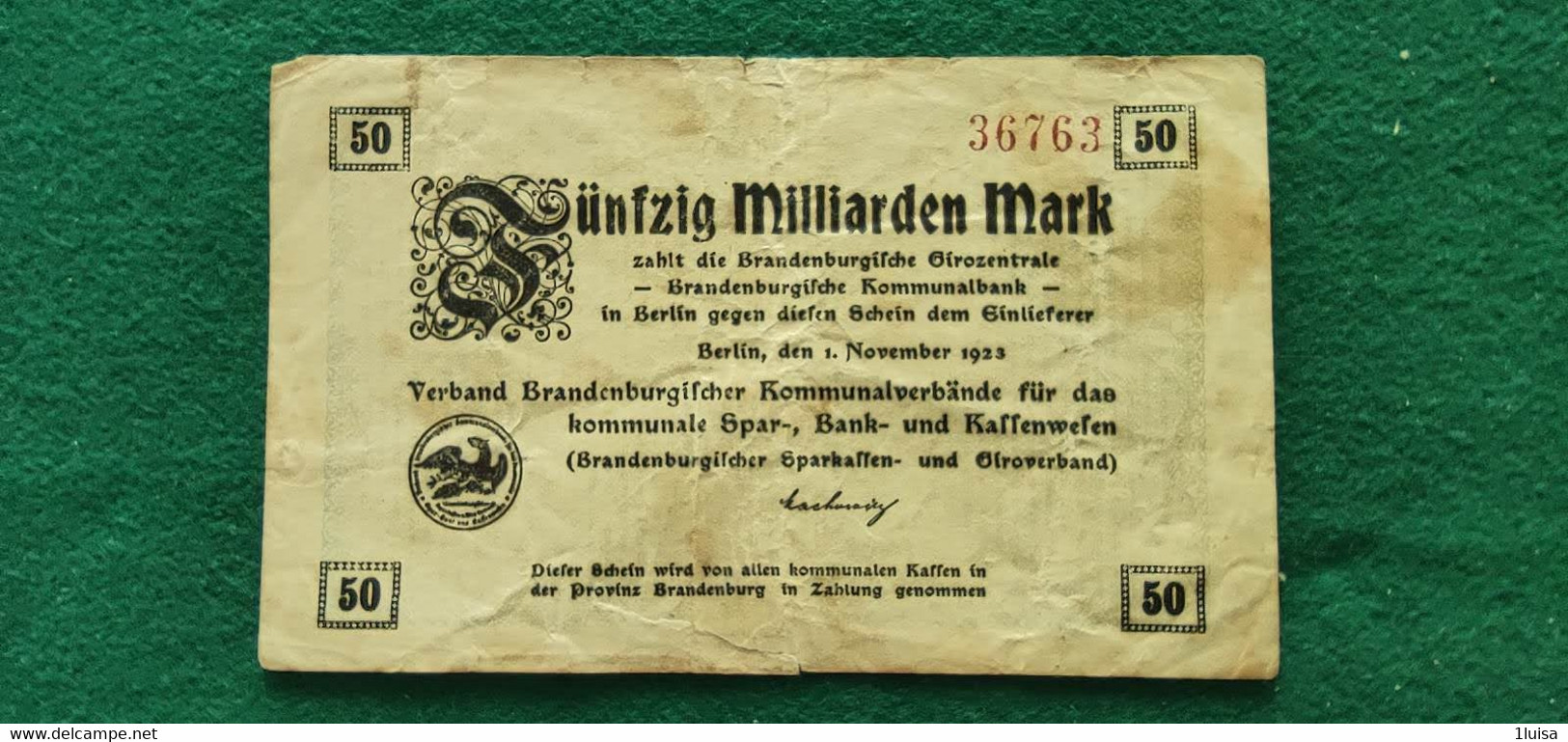 GERMANIA Berlino 50 Miliardi MARK 1923 - Lots & Kiloware - Banknotes