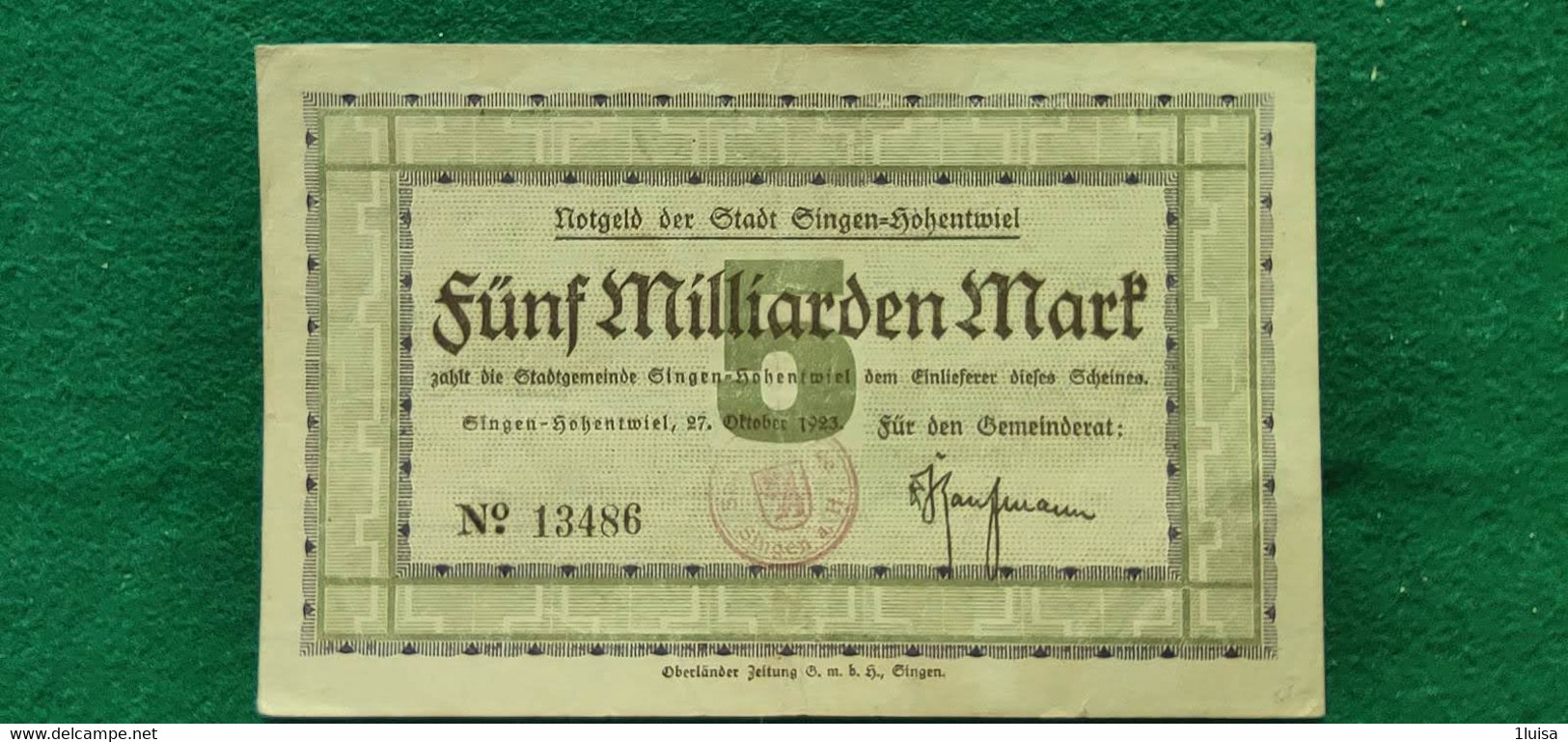 GERMANIA  Giengen 5 Miliardi   MARK 1923 - Kiloware - Banknoten