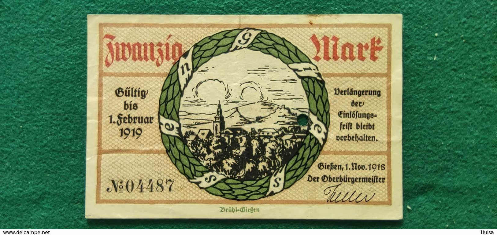 GERMANIA  Giessen 20  MARK 1918 - Vrac - Billets
