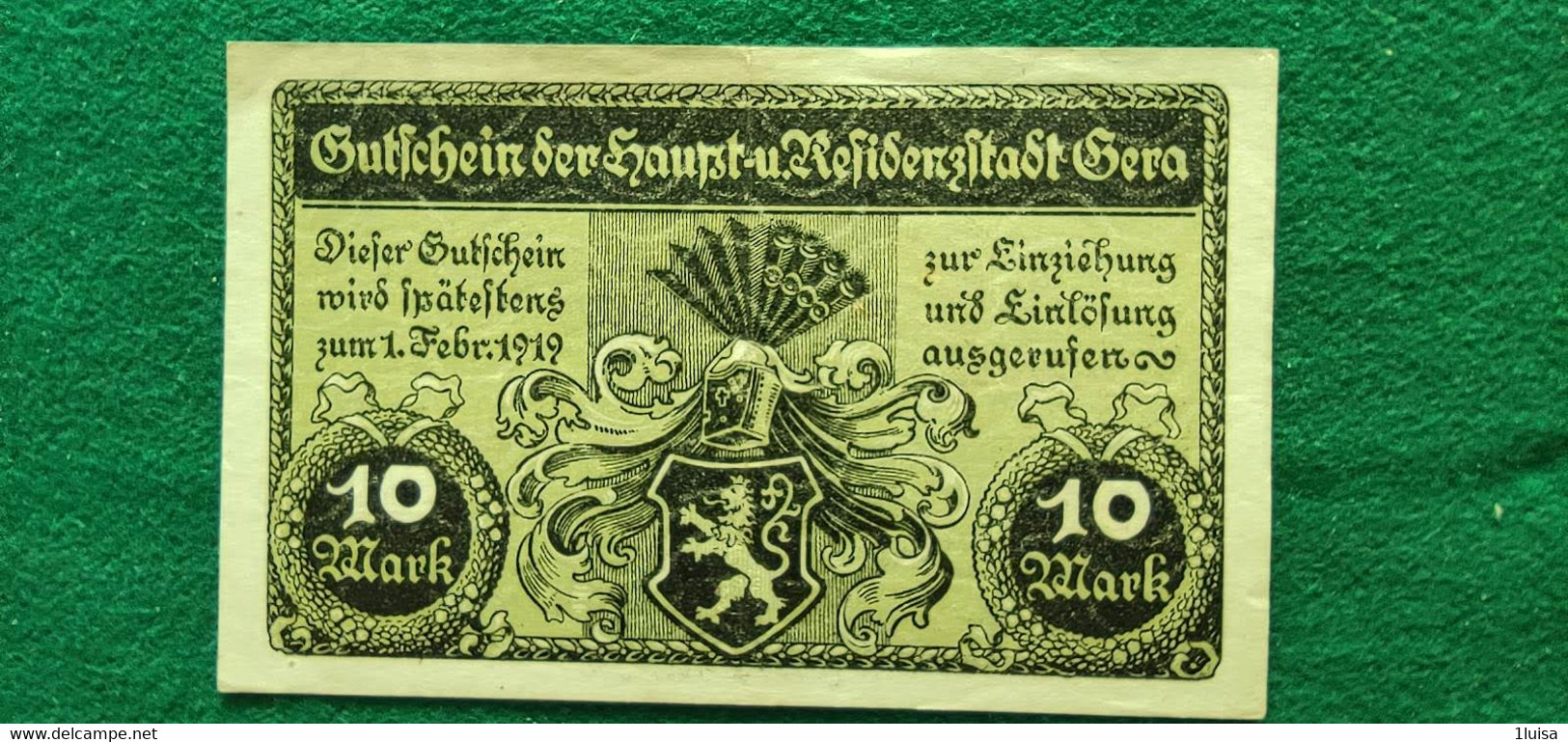 GERMANIA  Gera 10 MARK 1919 - Mezclas - Billetes