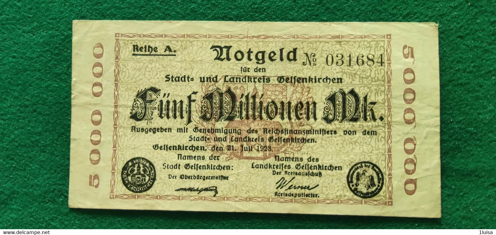 GERMANIA  Gelsenkirchen 5 Milioni MARK 1923 - Lots & Kiloware - Banknotes