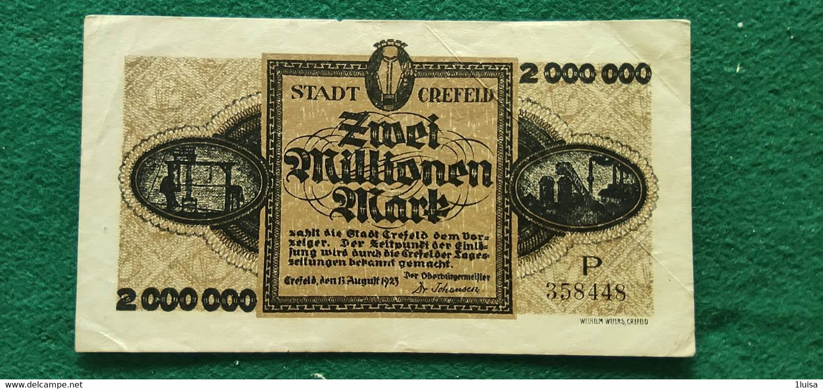 GERMANIA Crefeld 2 Milione MARK 1923 - Mezclas - Billetes