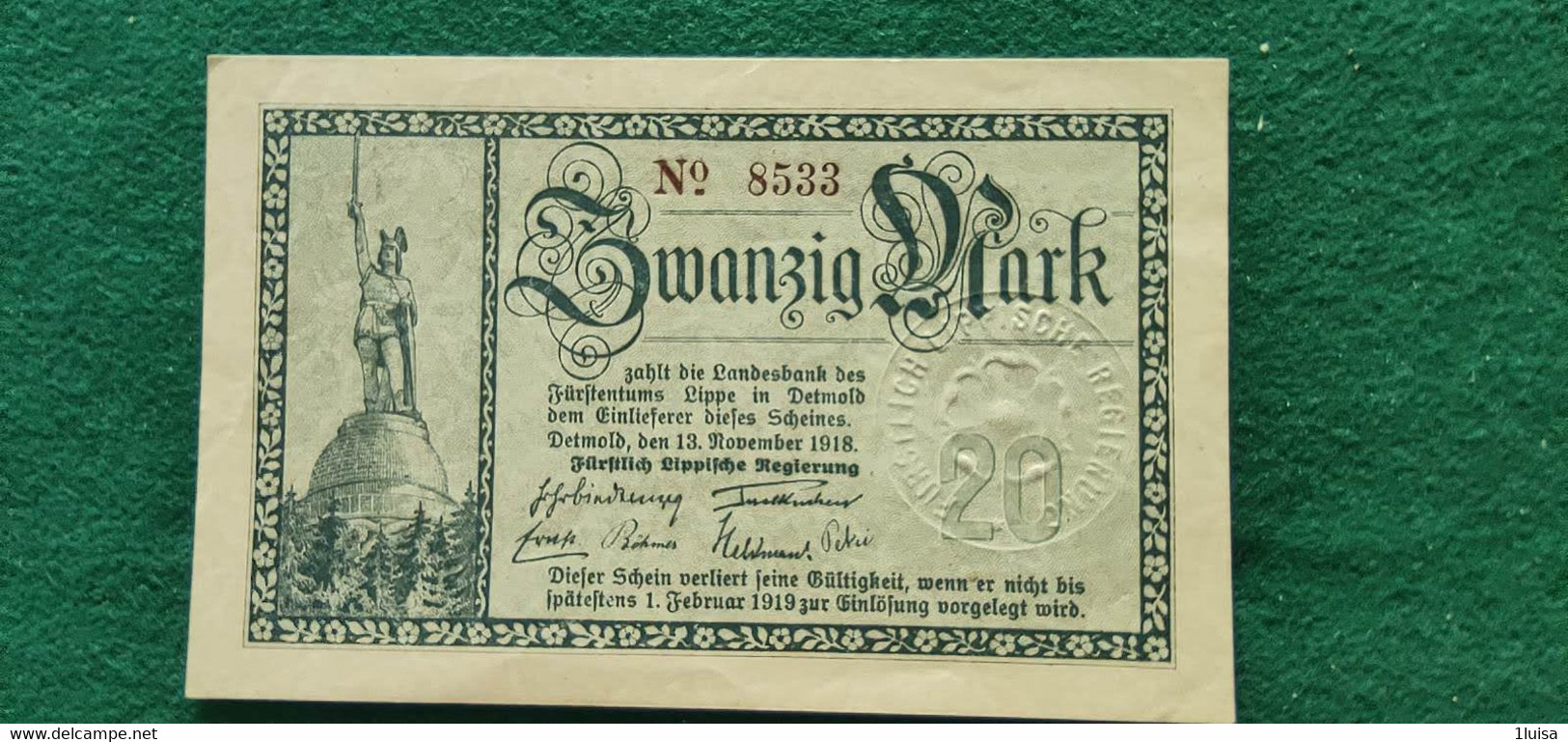 GERMANIA Detmold 20  MARK 1918 - Kiloware - Banknoten