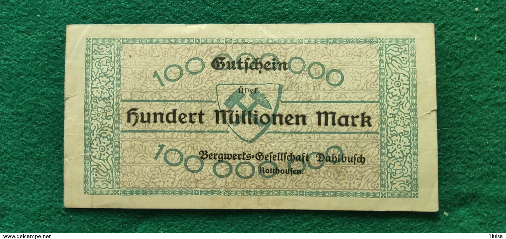 GERMANIA Bergwerks 100 Milioni  MARK 1923 - Vrac - Billets