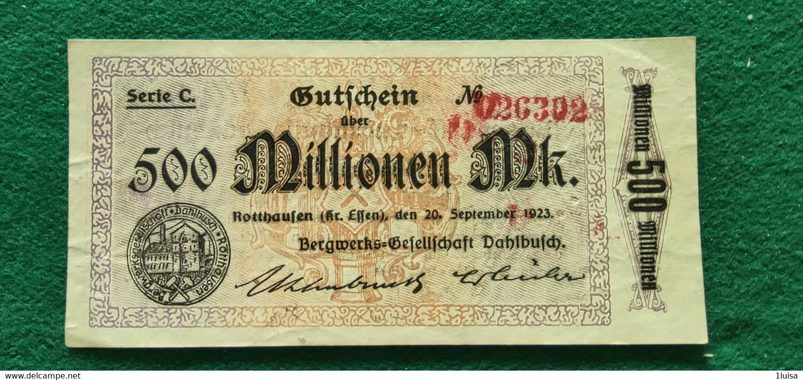 GERMANIA Bergwerks 500 Milioni  MARK 1923 - Lots & Kiloware - Banknotes