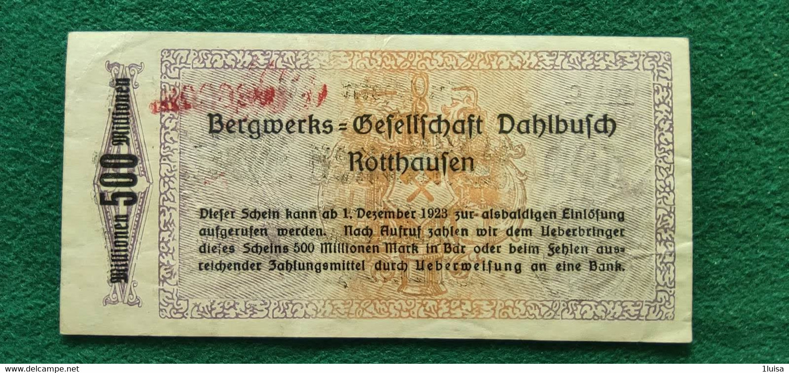 GERMANIA Bergwerks 500 Milioni  MARK 1923 - Vrac - Billets