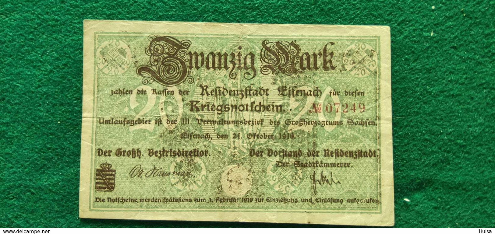 GERMANIA Eisenach 20  MARK 1918 - Lots & Kiloware - Banknotes