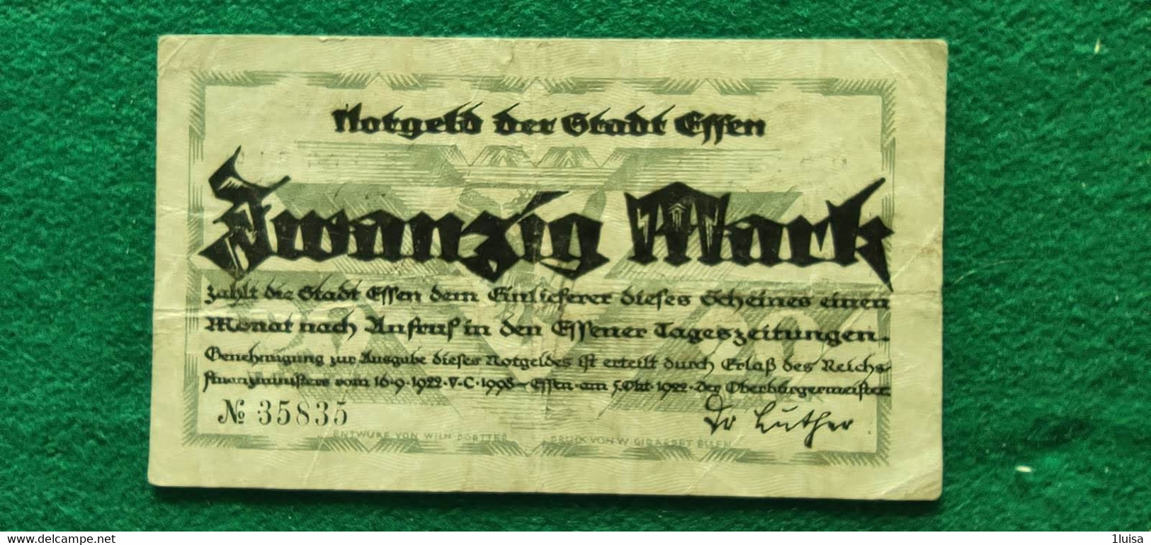 GERMANIA Essen 20  MARK 1922 - Kiloware - Banknoten
