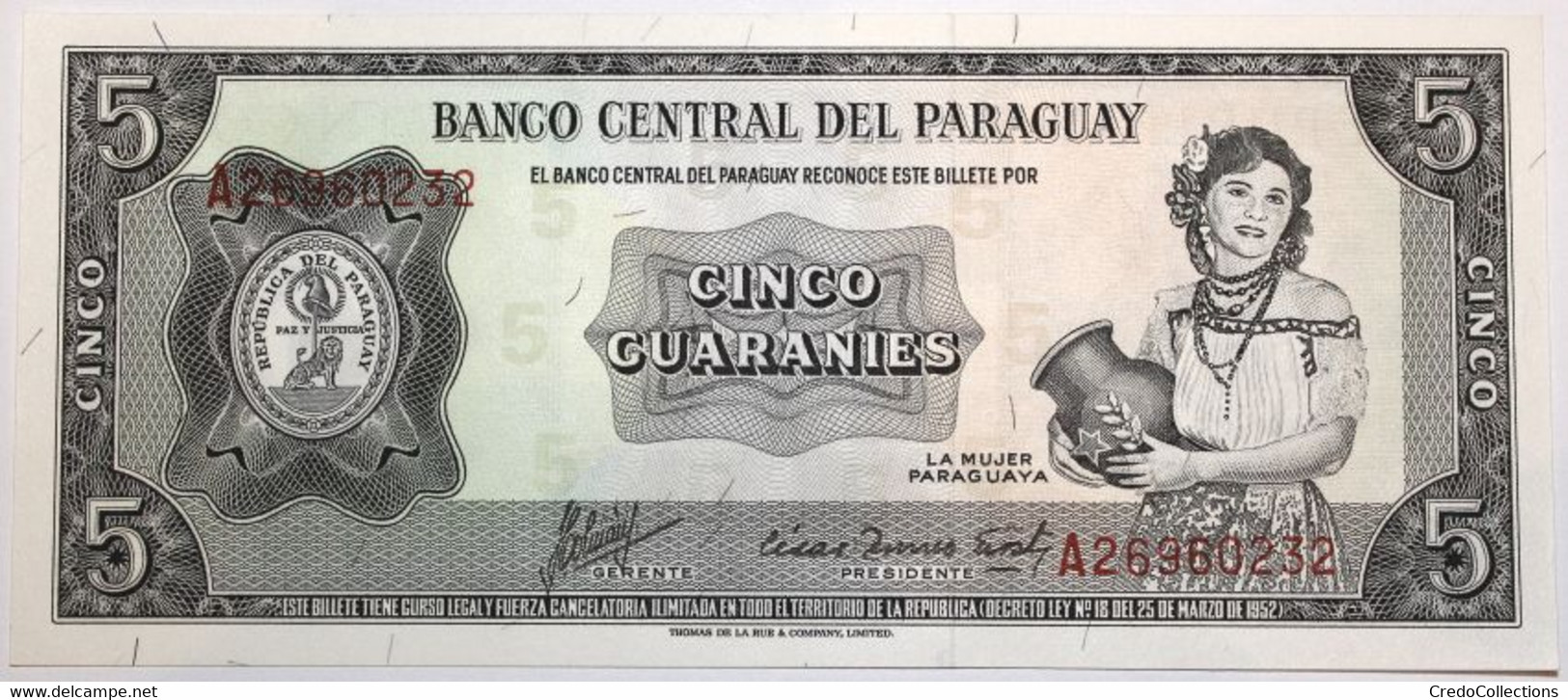 Paraguay - 5 Guaranies - 1963 - PICK 195b - NEUF - Paraguay