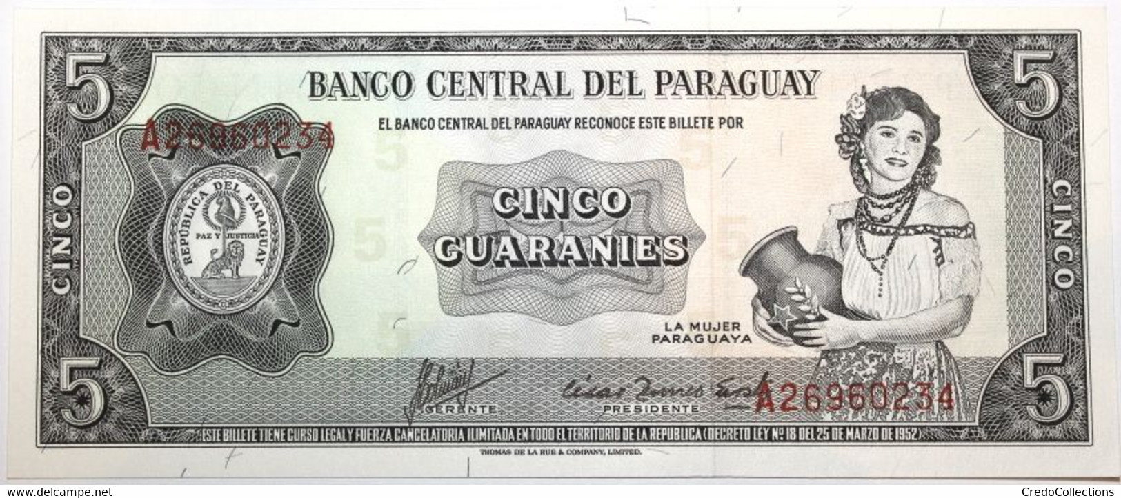 Paraguay - 5 Guaranies - 1963 - PICK 195b - NEUF - Paraguay