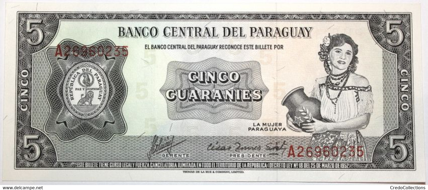 Paraguay - 5 Guaranies - 1963 - PICK 195b - NEUF - Paraguay