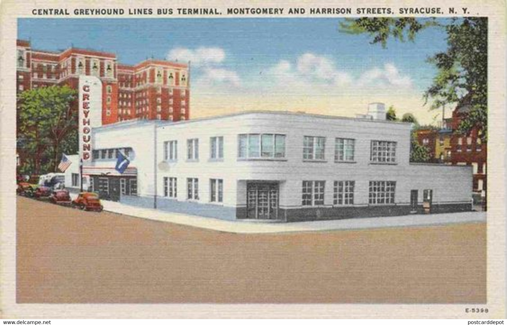 Greyhound Bus Depot Art Deco Terminal Station Syracuse New York 1940s Linen Postcard - Syracuse