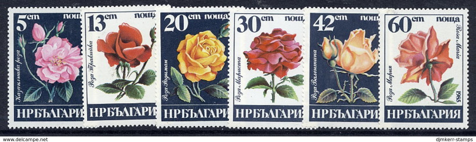 BULGARIA 1985 Roses Set  MNH / **.  Michel 3373-78 - Unused Stamps