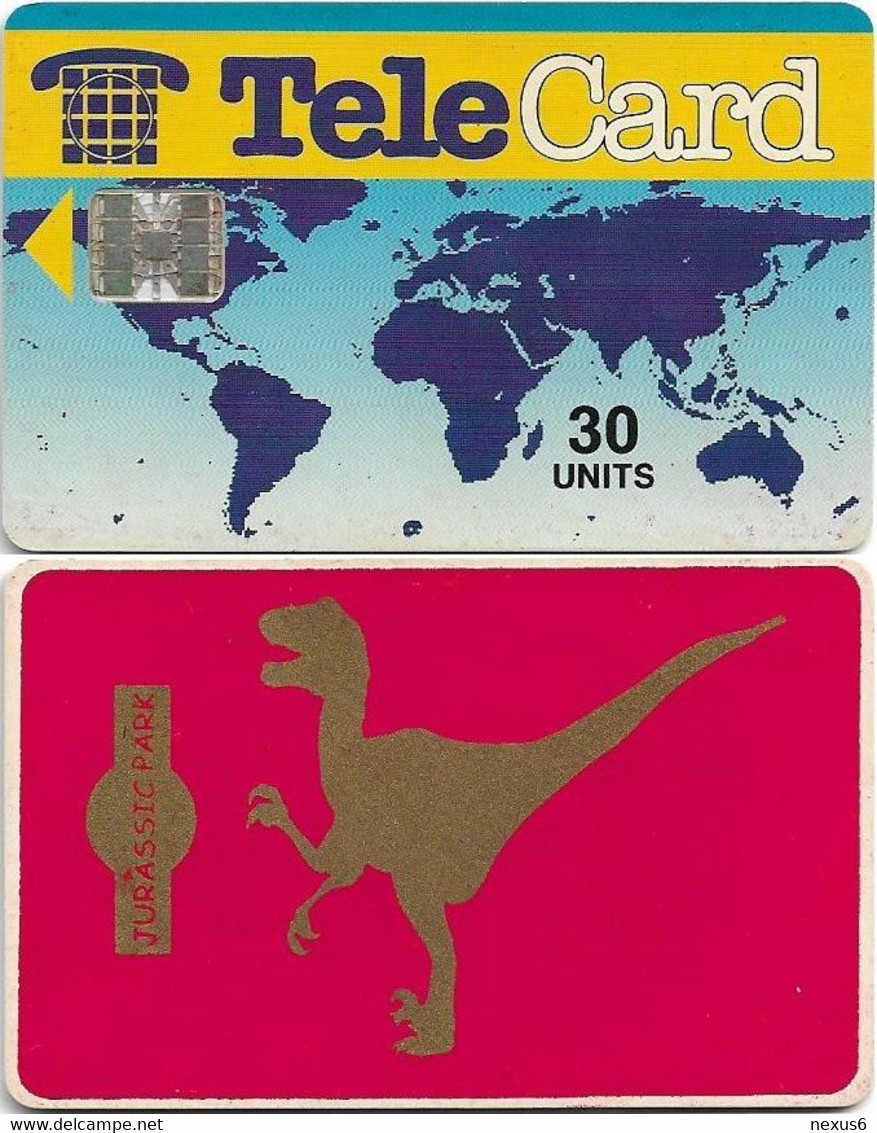 Pakistan - TeleCard - Jurassic Park Dinosaurs, Red Issue - Dinosaur #2A (With 1 Dot At Right Middle), SC7, 30U, Used - Pakistan